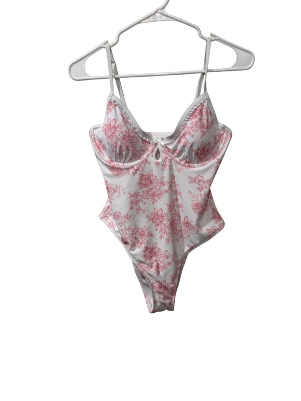 High Leg Extra Cheeky Floral Swimsuit Straps Underwire size med NWT